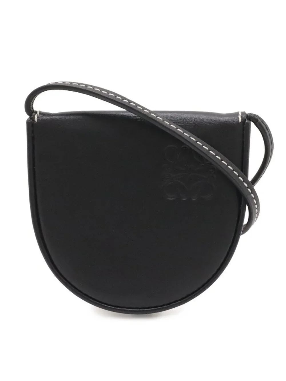 Loewe Anagram Heel Pouch Mini Shoulder Bag Pochette Calf Leather Black